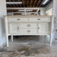 White Ribbed Leg Buffet Natural Top