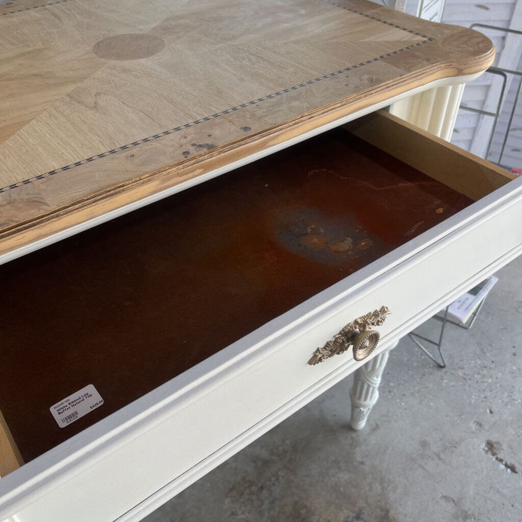 White Ribbed Leg Buffet Natural Top