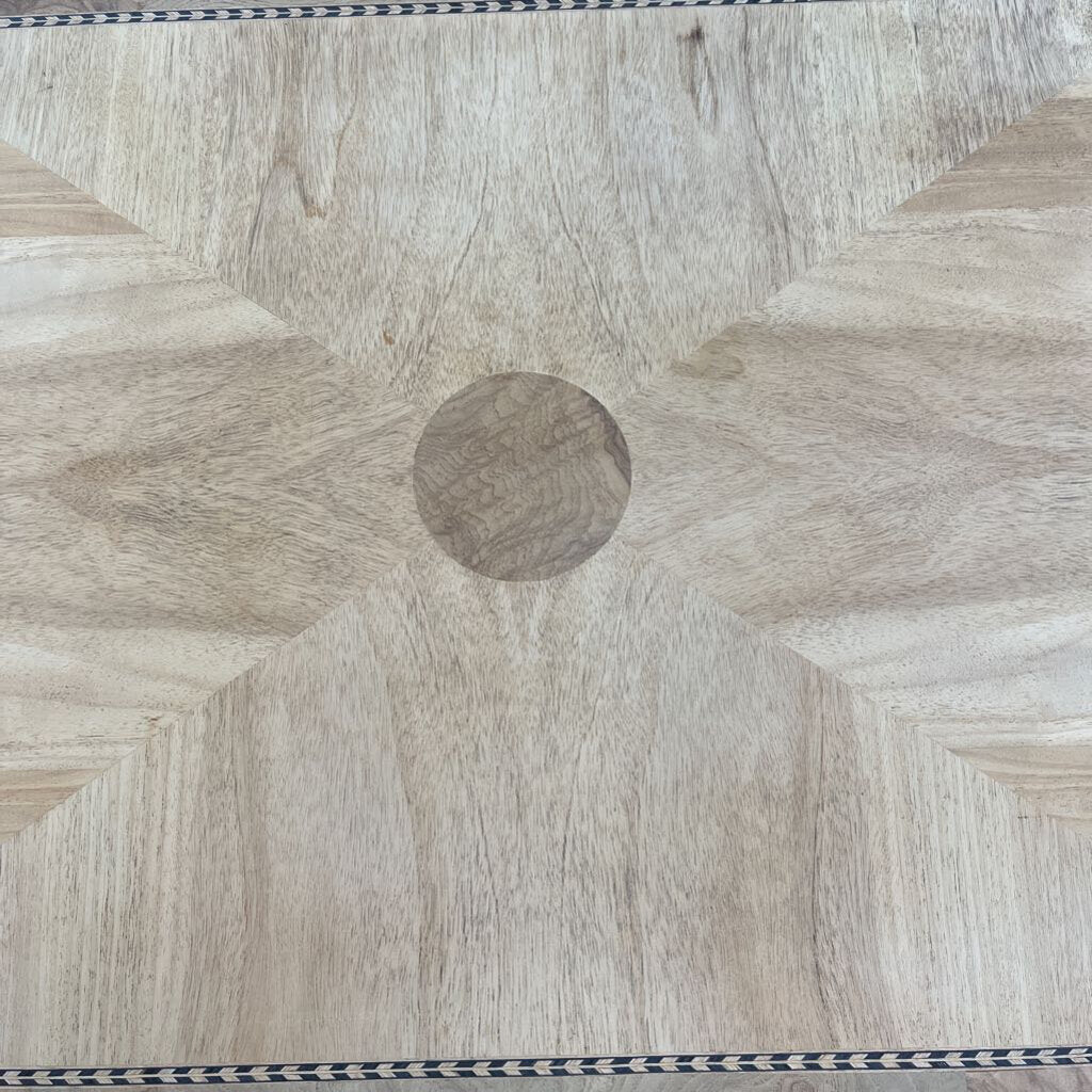White Ribbed Leg Buffet Natural Top