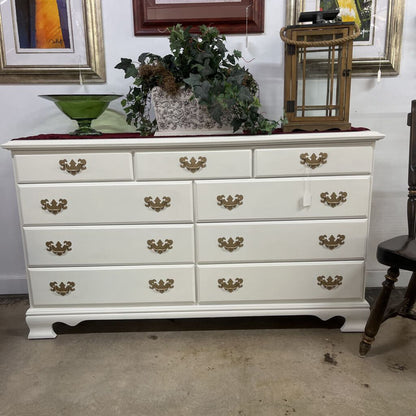 Solid Wood White 9 Drawer Dresser