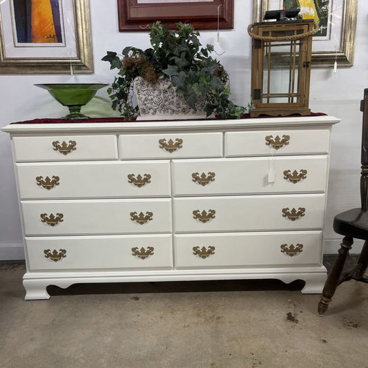 Solid Wood White 9 Drawer Dresser