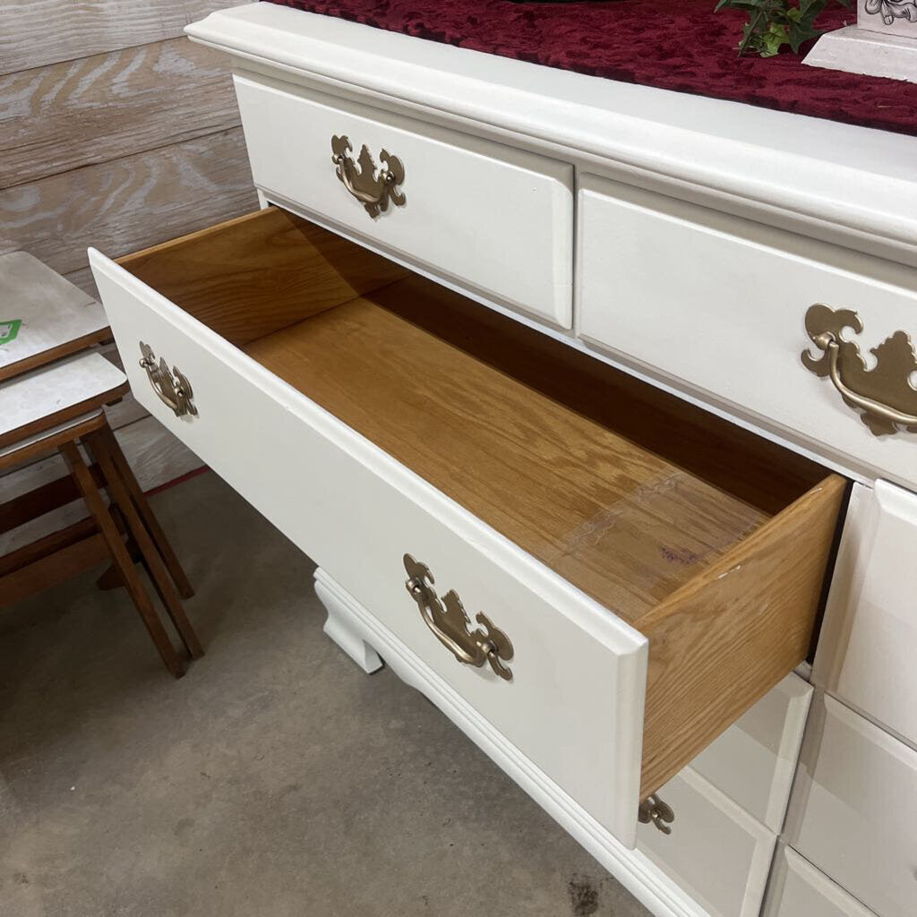 Solid Wood White 9 Drawer Dresser