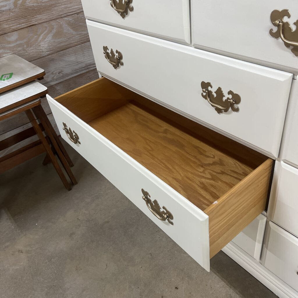 Solid Wood White 9 Drawer Dresser