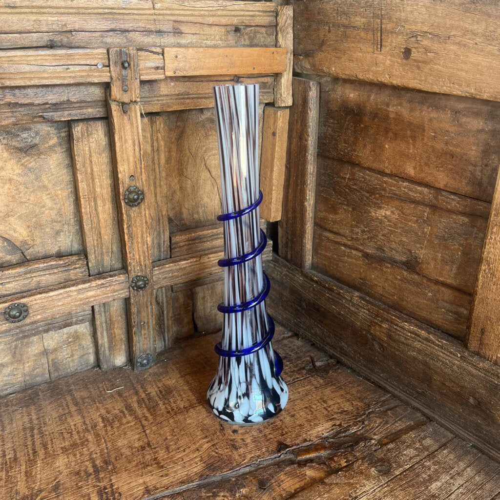 Murano Style Bud Vase Blue Wrap
