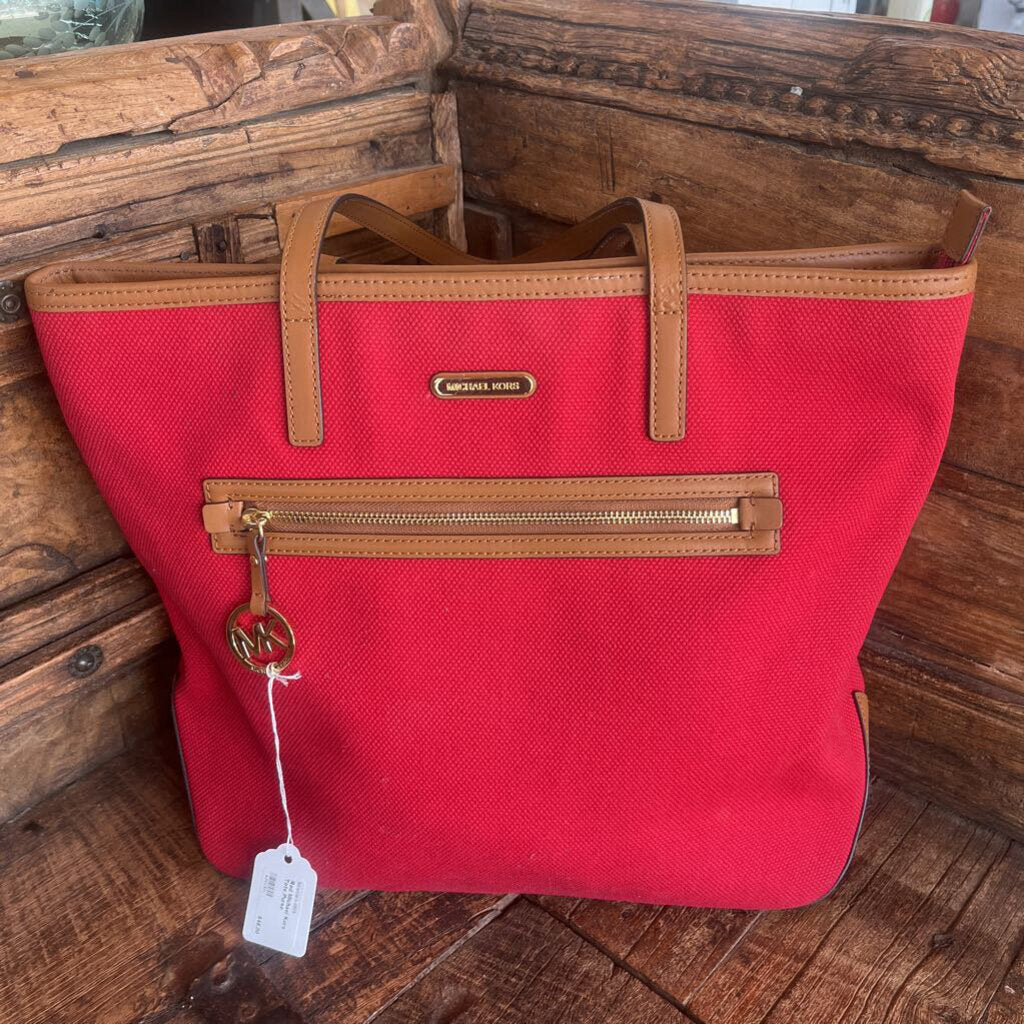 Red Michael Kors Tote Purse