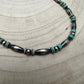Sterling Melon & Turquoise Bead Choker - 14-inch