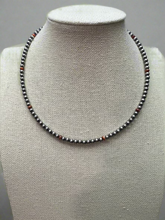 4mm Sterling Pearl choker with spiny oyster