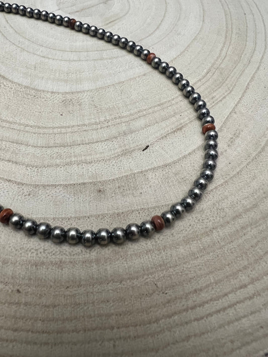 4mm Sterling Pearl choker with spiny oyster