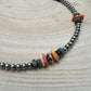 4mm Sterling Pearl and genuine turquoise and spiny choker - 14 inch