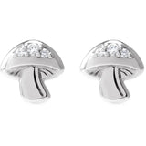 STERLING SILVER .05 CTW NATURAL DIAMOND MUSHROOM EARRINGS