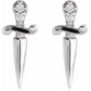 STERLING SILVER .025 CTW NATURAL DIAMOND DAGGER EARRINGS
