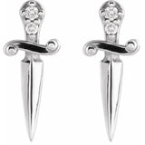 STERLING SILVER .025 CTW NATURAL DIAMOND DAGGER EARRINGS