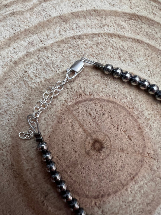 Little bit of Purple Spiny Oyster with Sterling Silver Pearls bracelet