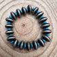 Western Faux Saucer Pearl Stretch Bracelet with Faux Turquoise - 6 1/2 inch