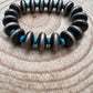 Western Faux Saucer Pearl Stretch Bracelet with Faux Turquoise - 6 1/2 inch