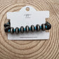Western Faux Saucer Pearl Stretch Bracelet with Faux Turquoise - 6 1/2 inch