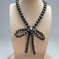Faux Bow Necklace with Large Faux Pearls - 16 inch