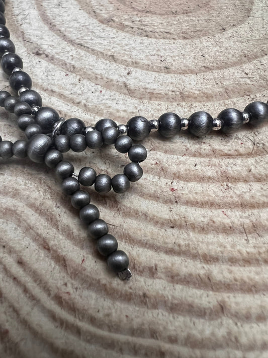Faux Bow Necklace with Faux 5mm Pearls - 18 inch
