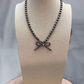 Faux Bow Necklace with Faux 5mm Pearls - 18 inch