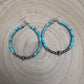 Hoop Earrings With Turquoise & Sterling Silver Pearls & Saucer