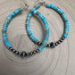 Hoop Earrings With Turquoise & Sterling Silver Pearls & Saucer