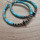 Hoop Earrings With Turquoise & Sterling Silver Pearls & Saucer
