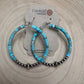 Hoop Earrings With Turquoise & Sterling Silver Pearls & Saucer
