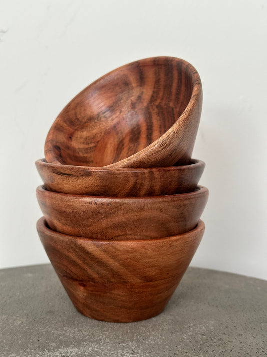 TEAK WOOD SMALL SERVING BOWLS - SET OF 2 OR 4
