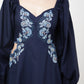 TONAL EMBROIDERED MIDNIGHT BLUE CASUAL MIDI DRESS - AVAILABLE IN 2 COLORS