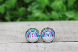 ; YOUR STORY ISN'T OVER RAINBOW GLASS STUD EARRINGS