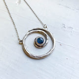 MILKY WAY NECKLACE - SPIRAL SILVER PENDANT WITH LABRADORITE
