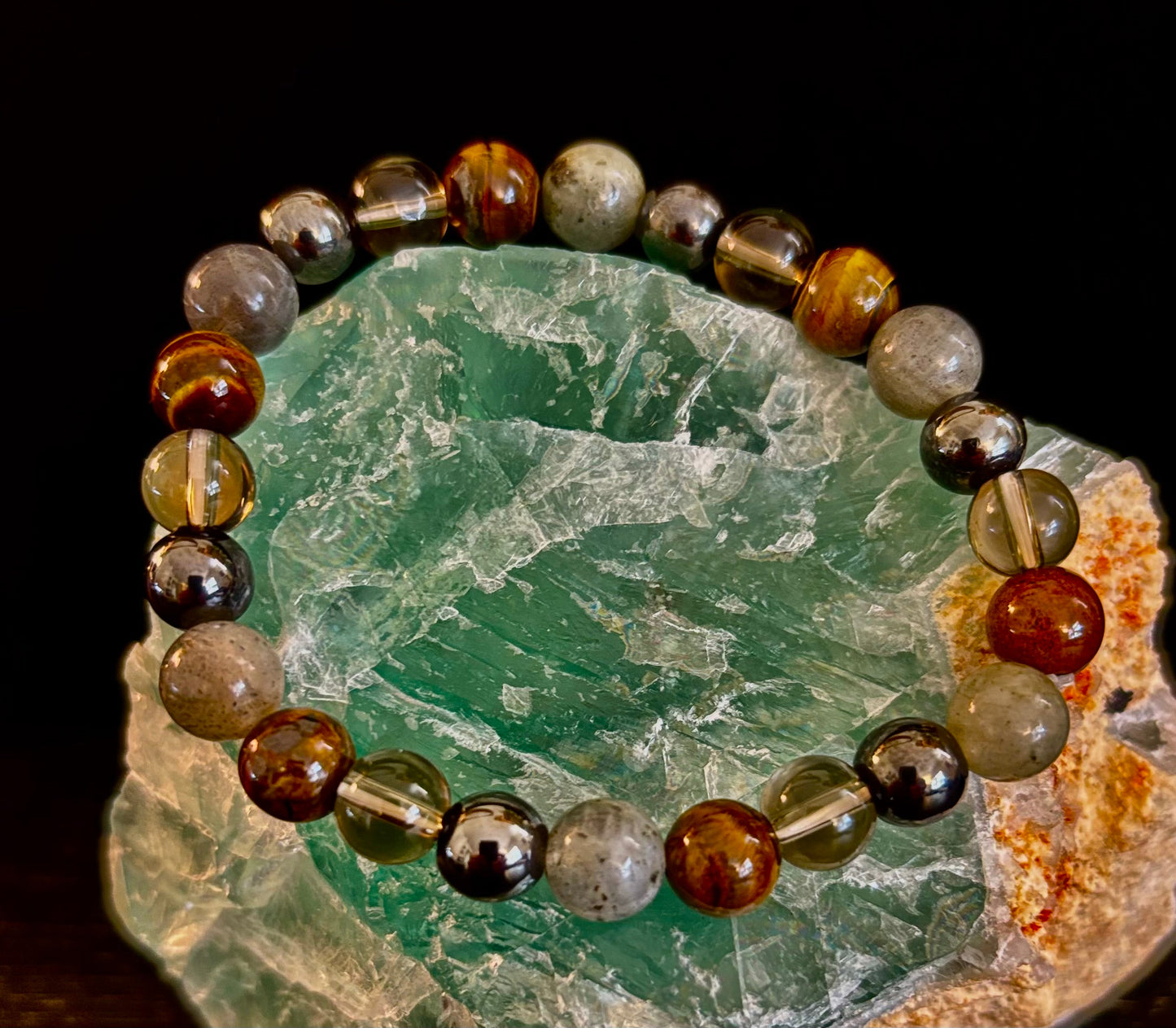 TIGER'S EYE & LABRADORITE PROTECTION BRACELET – STRENGTH, CLARITY & GROUNDING