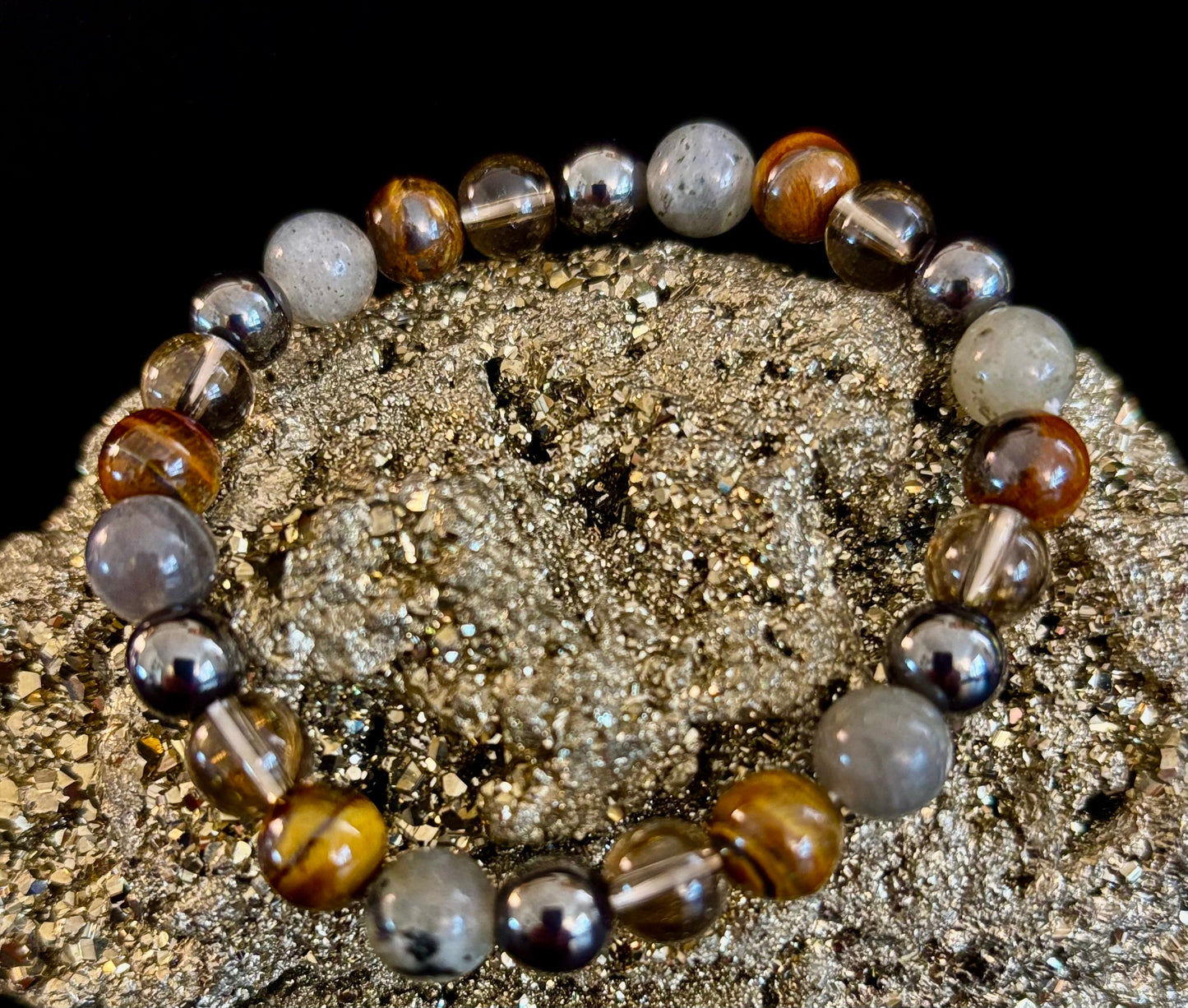 TIGER'S EYE & LABRADORITE PROTECTION BRACELET – STRENGTH, CLARITY & GROUNDING