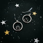 CIRCLE SILVER EARRINGS WITH RAW METEORITE