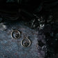 CIRCLE SILVER EARRINGS WITH RAW METEORITE