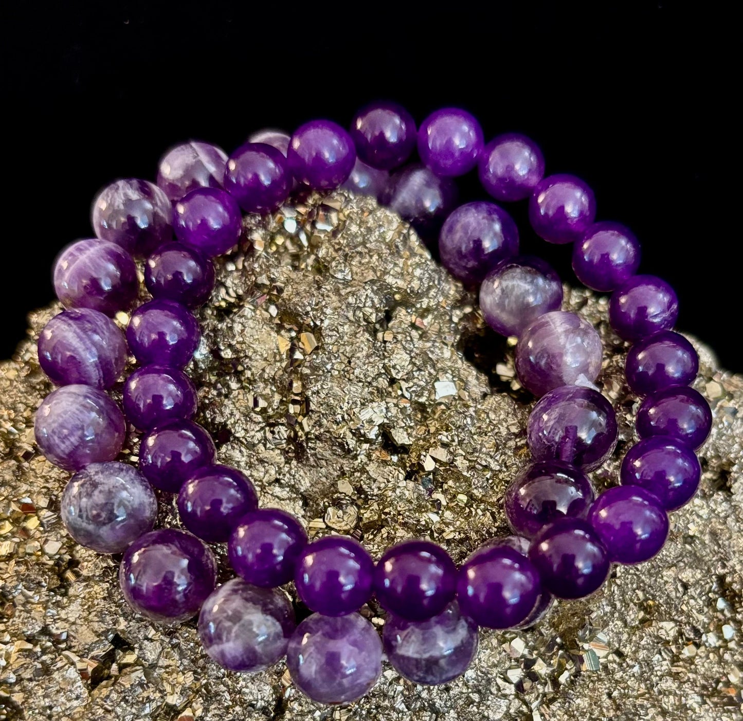 NATURAL AMETHYST HEALING BRACELET – 8MM, 10MM, OR 12MM BEADS