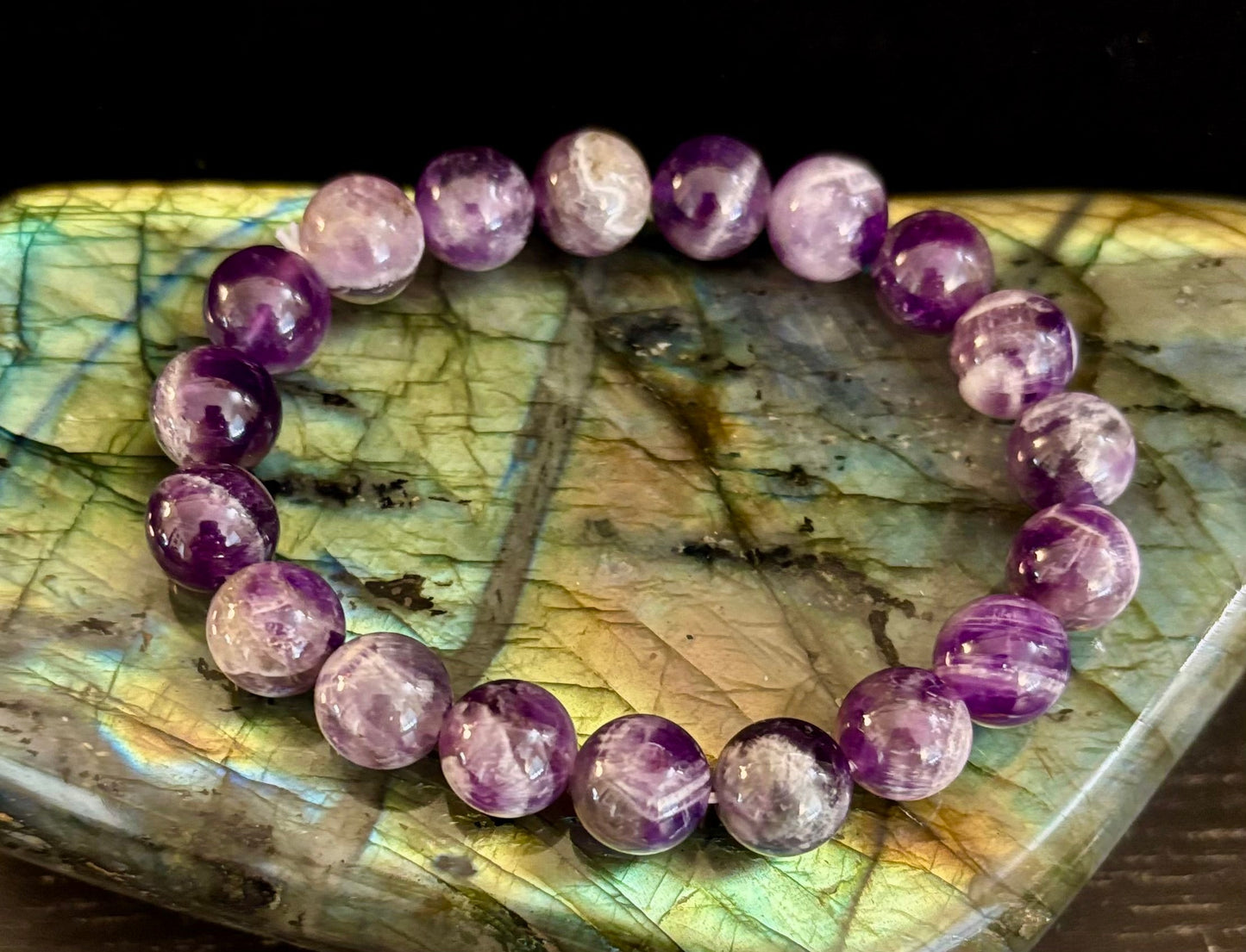 NATURAL AMETHYST HEALING BRACELET – 8MM, 10MM, OR 12MM BEADS