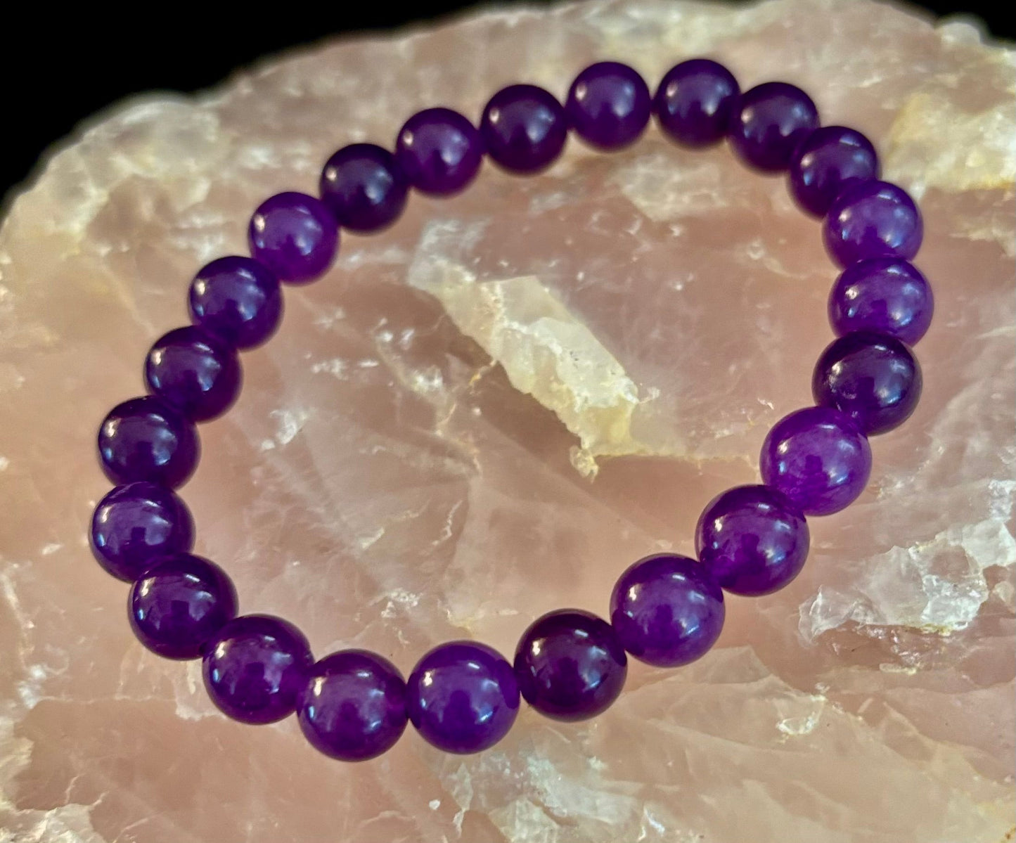NATURAL AMETHYST HEALING BRACELET – 8MM, 10MM, OR 12MM BEADS