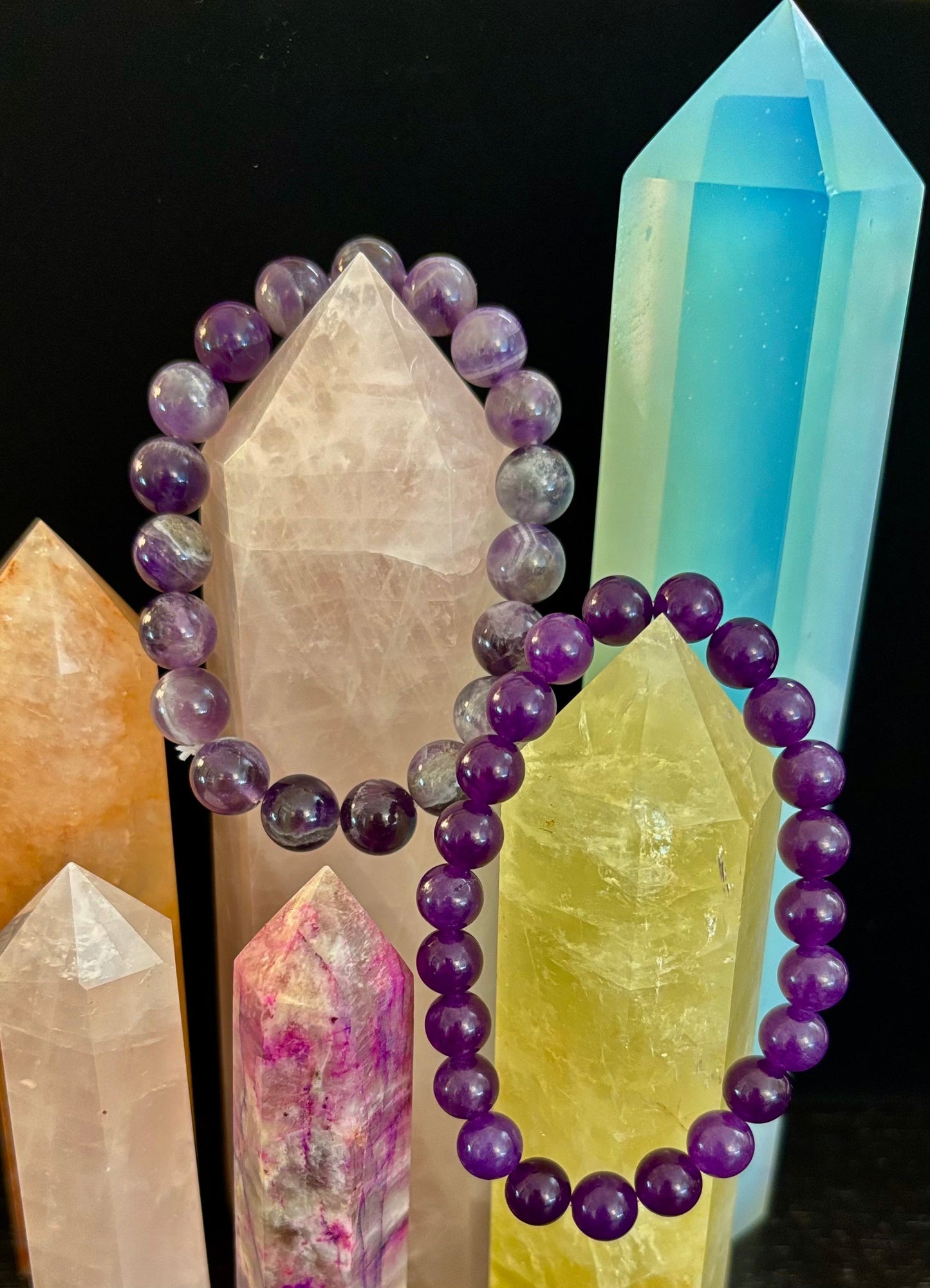 NATURAL AMETHYST HEALING BRACELET – 8MM, 10MM, OR 12MM BEADS
