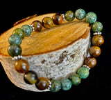 TIGER EYE & AFRICAN TURQUOISE BEADED BRACELET FOR SMALL WRISTS – BOOST CONFIDENCE & COURAGE