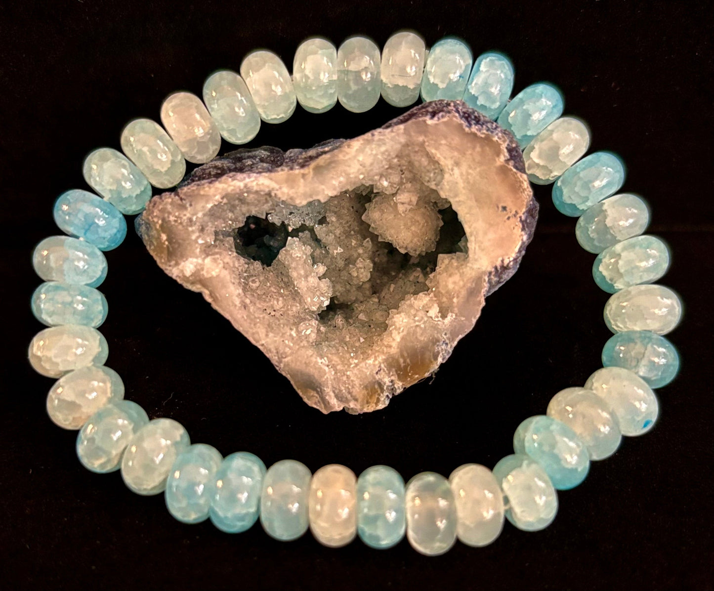 TRANQUIL STRENGTH AGATE RONDELLE BRACELET – GROUNDING ENERGY FOR EVERYDAY WEAR 🌿🖤