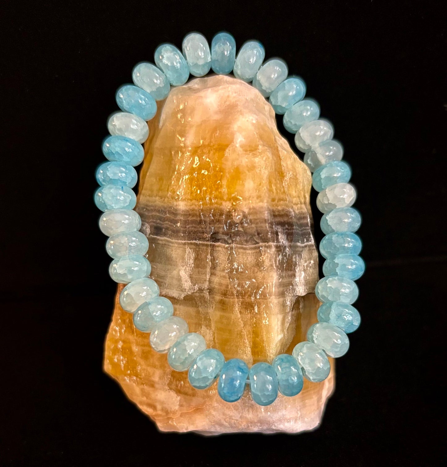 TRANQUIL STRENGTH AGATE RONDELLE BRACELET – GROUNDING ENERGY FOR EVERYDAY WEAR 🌿🖤