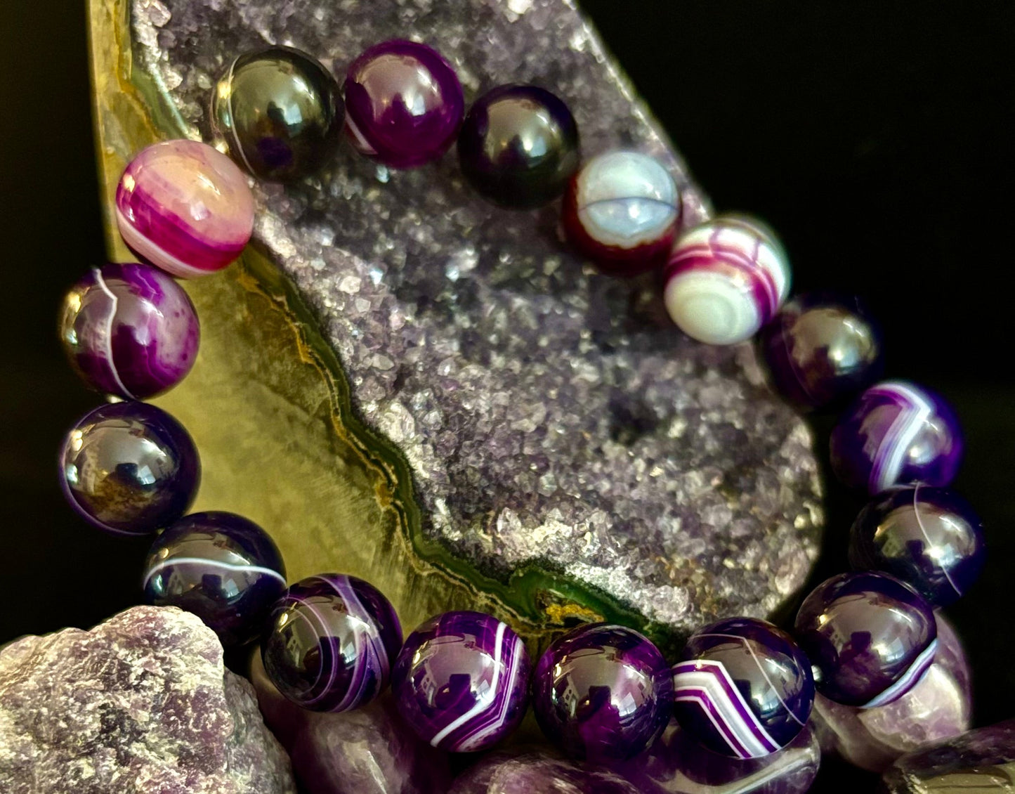 NATURAL AMETHYST HEALING BRACELET – 8MM, 10MM, OR 12MM BEADS