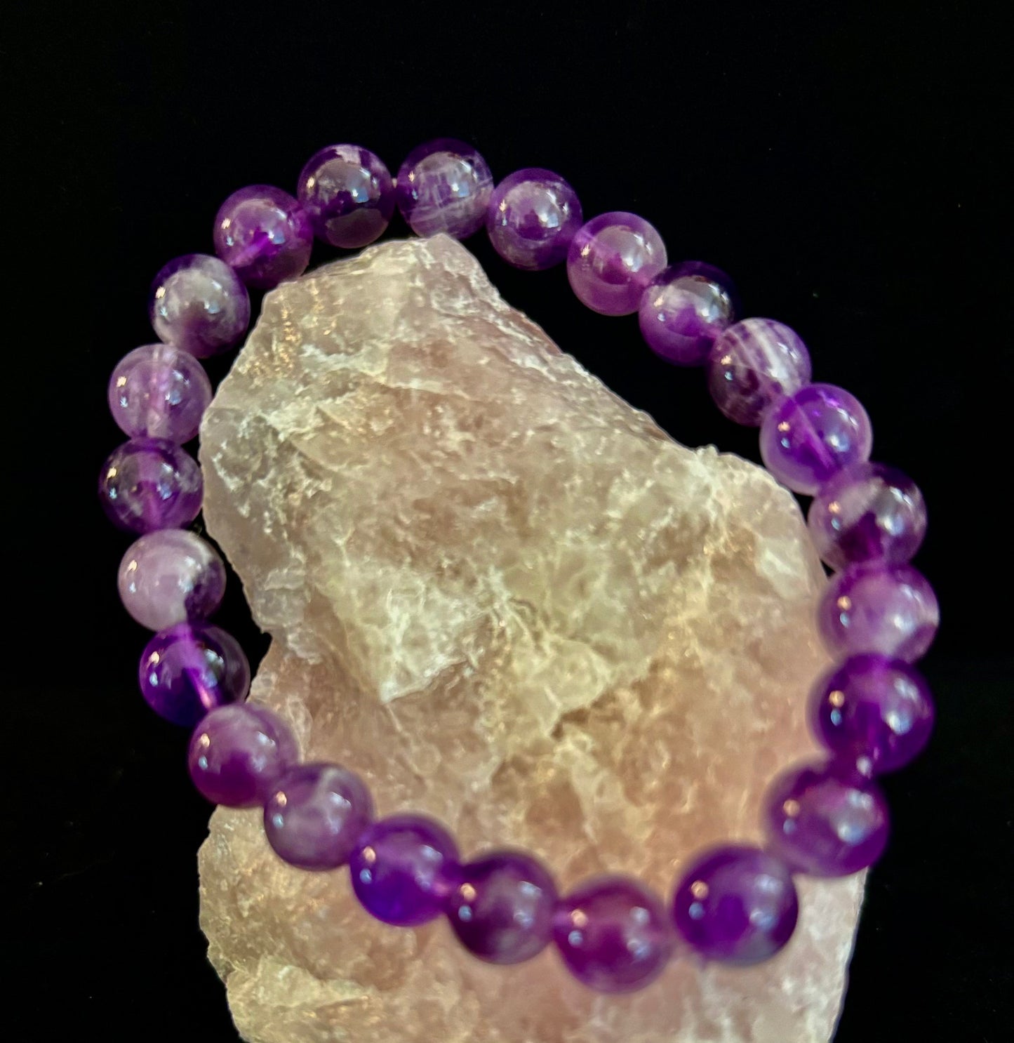 NATURAL AMETHYST HEALING BRACELET – 8MM, 10MM, OR 12MM BEADS