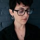 CIRCLE SILVER EARRINGS WITH RAW METEORITE