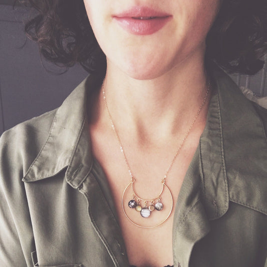 GALILEAN MOONS OF JUPITER STATEMENT NECKLACE
