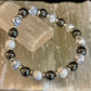 WHITE TURQUOISE & HEMATITE ENERGY PROTECTION BRACELET – 8MM BEADS FOR MEDIUM WRISTS