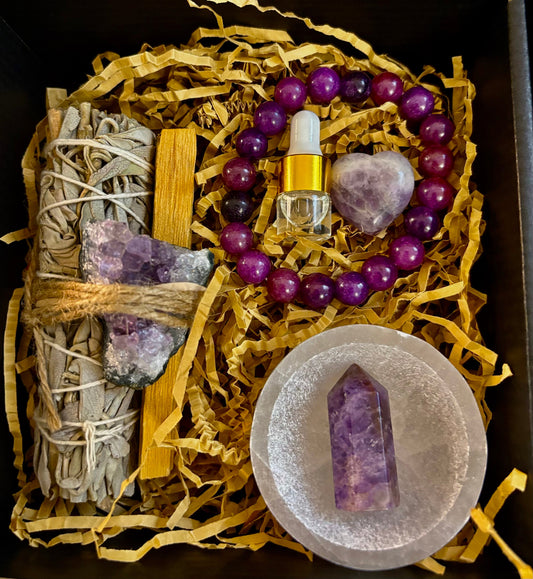 TRANQUILITY & HEALING AMETHYST GIFT BOX – SPIRITUAL BALANCE & PROTECTION SET