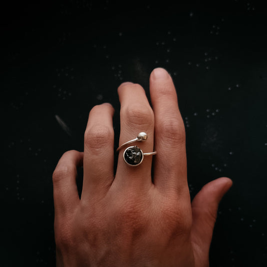 ROUND WRAP RING WITH AUTHENTIC RAW METEORITE