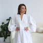 TONAL EMBROIDERED OFF WHITE CASUAL MIDI DRESS - S TO 3XL